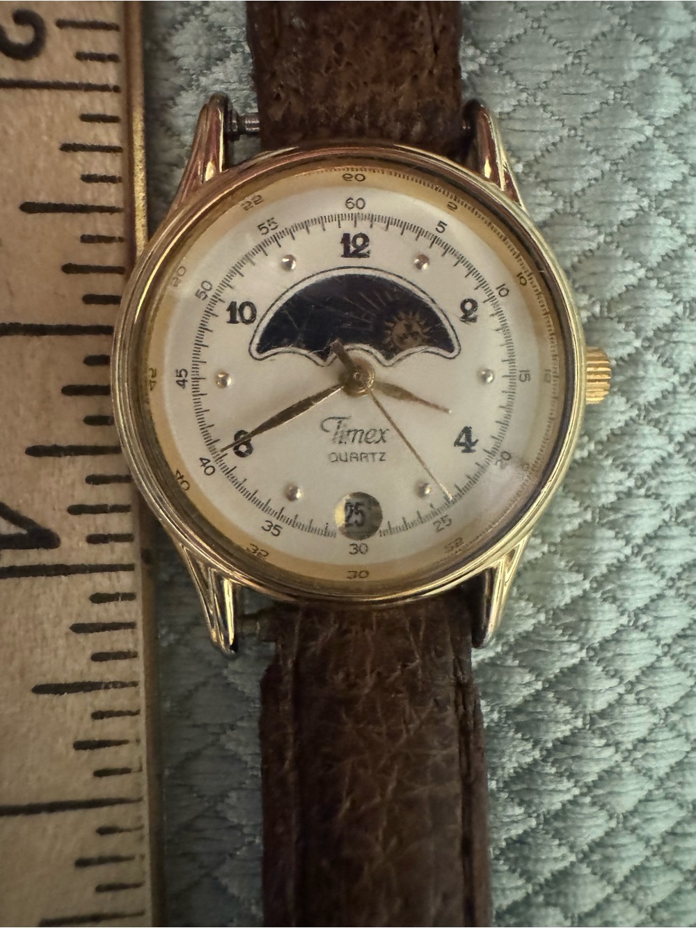 Timex  Women’s Gold-Tone Brown Leather Quartz Watch - Brown